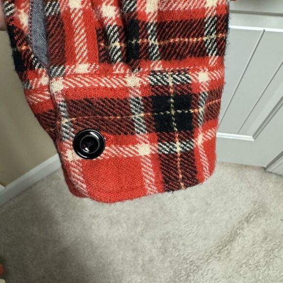 Vintage Wallace And Barnes Red Thick Overshirt Shirt Jacket Workwear - Picture 11 of 11